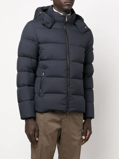 Moorer Horizontal Quilted Padded Jacket With High Collar In Blau