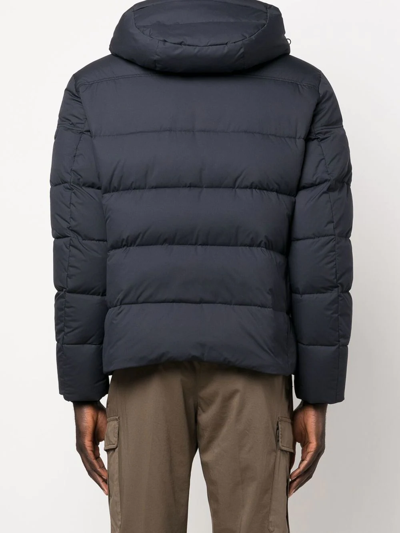 Moorer Horizontal Quilted Padded Jacket With High Collar In Blau