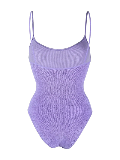 Shop Hunza G Pamela Crinkle Swimsuit In Purple