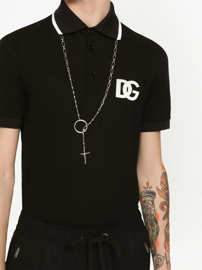 Shop Dolce & Gabbana Logo-print Polo Shirt In Black