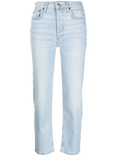 Shop Re/done High-rise Straight-leg Jeans In Blue