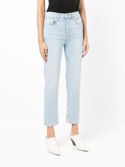 Shop Re/done High-rise Straight-leg Jeans In Blue