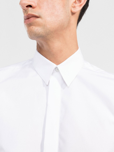 Shop Givenchy 4g-embroidered Cotton Shirt In White