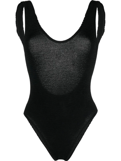 Shop Bondeye Seersucker Scoop-back Swimsuit In Black