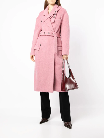 Shop Rokh Double-breasted Trench Coat In Rosa