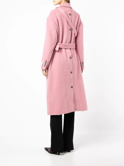 Shop Rokh Double-breasted Trench Coat In Rosa
