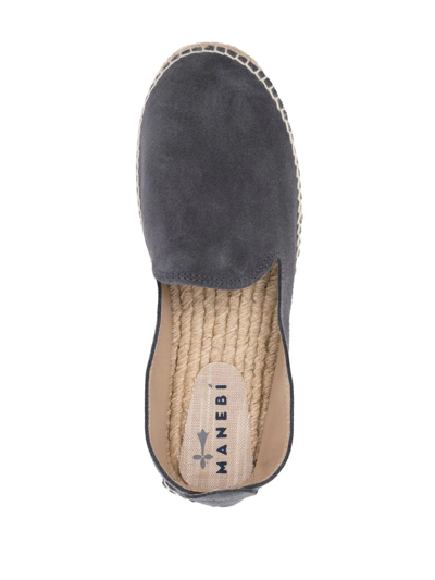 Manebi Braided-raffia Sole Espadrilles In Grey