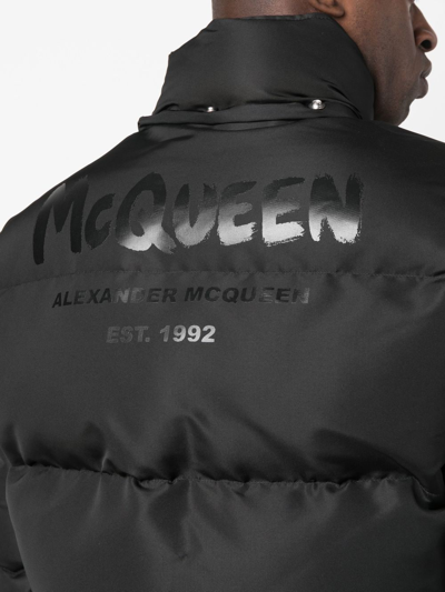 Shop Alexander Mcqueen Graffiti Logo-print Puffer Jacket In Schwarz