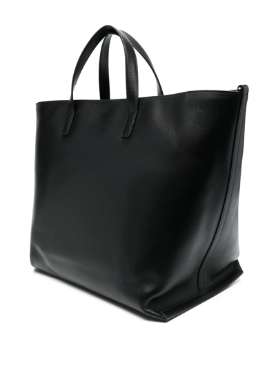 Shop Jil Sander Logo-print Leather Tote Bag In Schwarz
