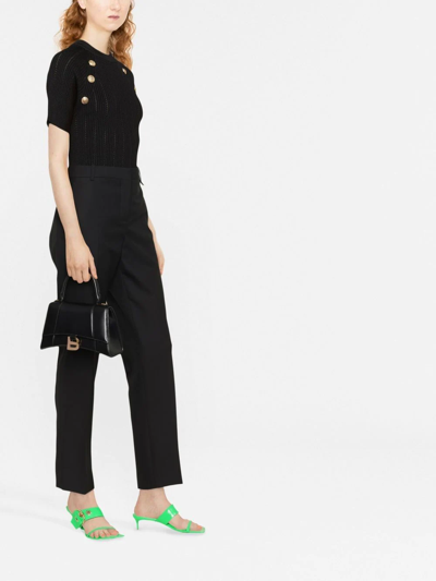 Balmain Button-detail Short-sleeve Top In Black