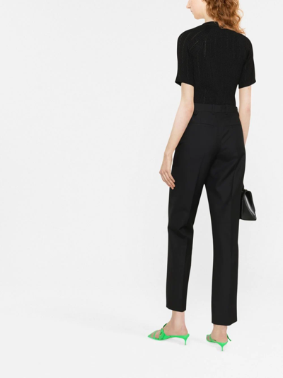 Balmain Button-detail Short-sleeve Top In Black