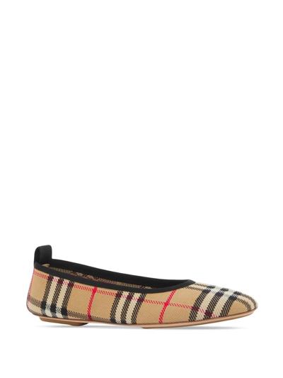 Burberry Beige Vintage Check Ballerina Flats In Neutrals