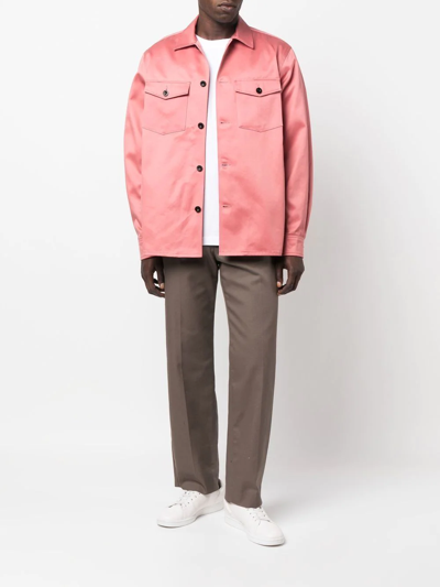Sacai Oversize Cotton Chino Button-up Shirt In Rosa