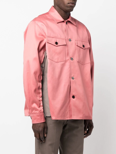 Sacai Oversize Cotton Chino Button-up Shirt In Rosa