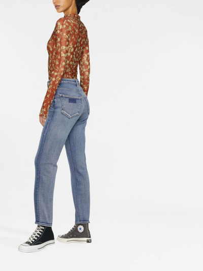 Shop Ganni Cutye Straight-leg Cropped Jeans In Blue