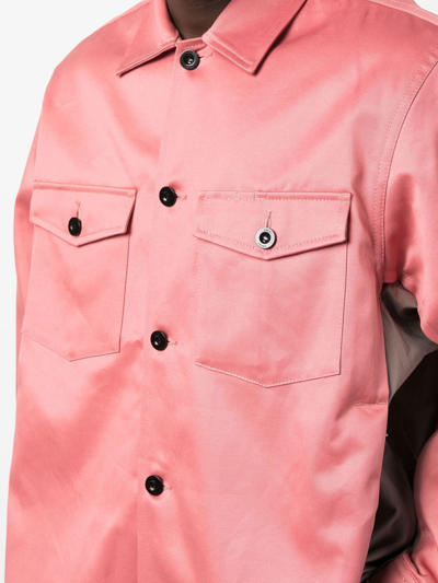 Sacai Oversize Cotton Chino Button-up Shirt In Rosa