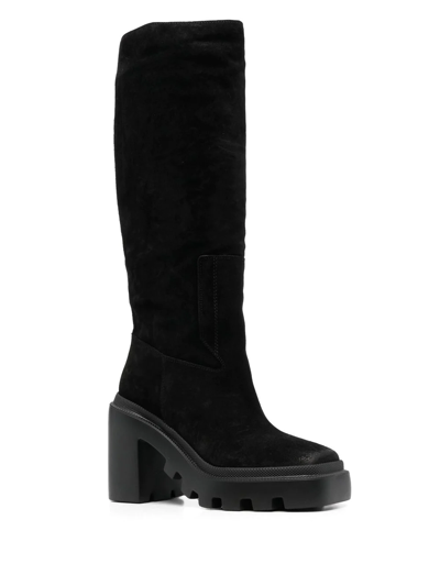 Shop Vic Matie Suede Knee-length Boots In Schwarz