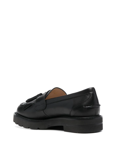 Shop Stuart Weitzman Tassel-detail Leather Loafers In Black