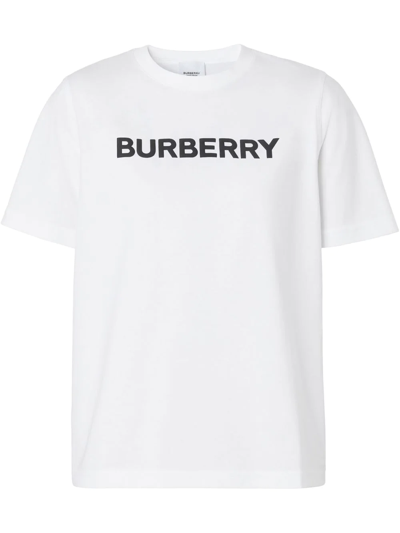 Shop Burberry Logo-print Organic Cotton T-shirt In White