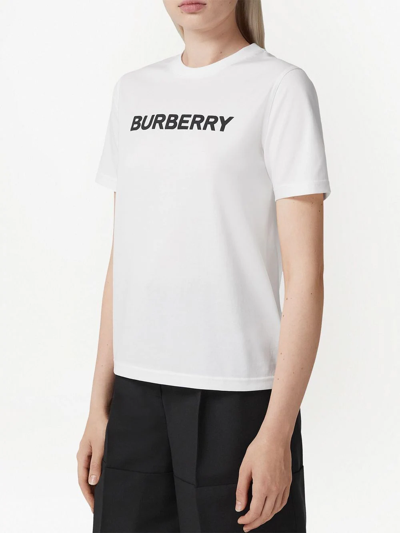 Shop Burberry Logo-print Organic Cotton T-shirt In White