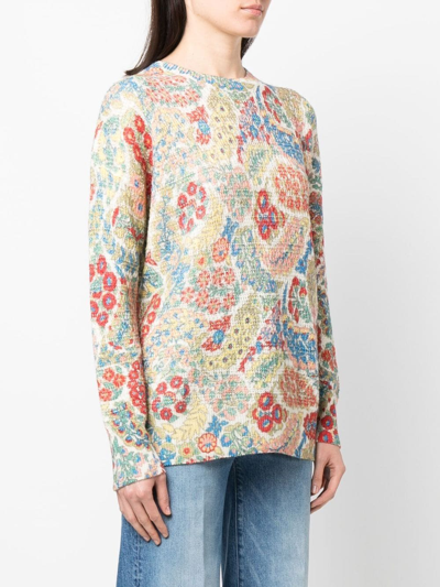 Shop Etro Abstract-print Long-sleeve Jumper In Weiss