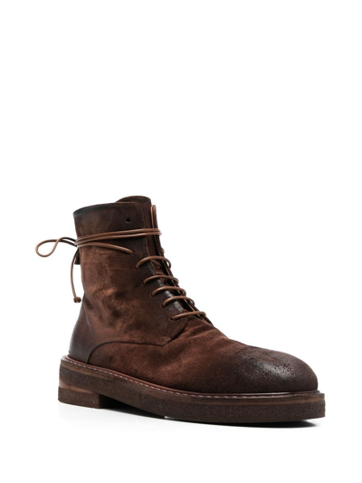 Shop Marsèll Leather Lace-up Ankle Boots In Braun