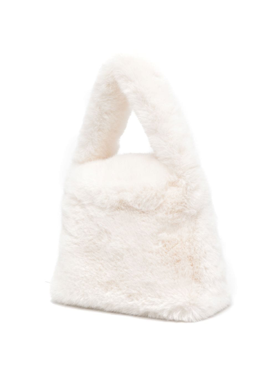 Shop Blumarine Faux-fur Detail Tote Bag In Weiss