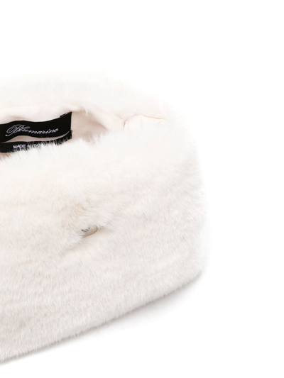 Shop Blumarine Faux-fur Detail Tote Bag In Weiss