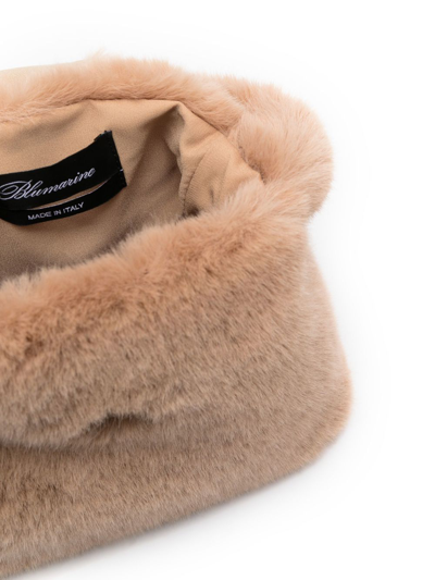 Shop Blumarine Faux-fur Detail Tote Bag In Nude