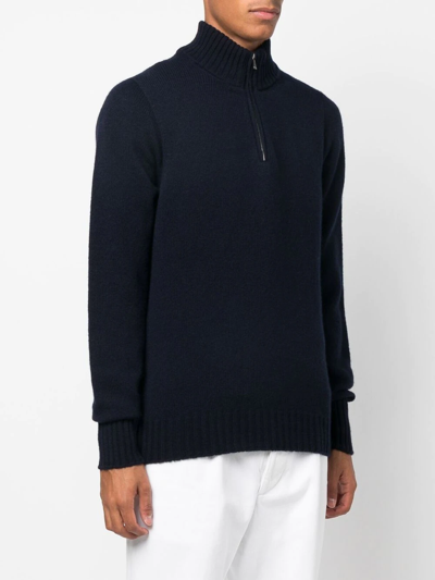 Drumohr Zip-front Knitted Jumper In Blau