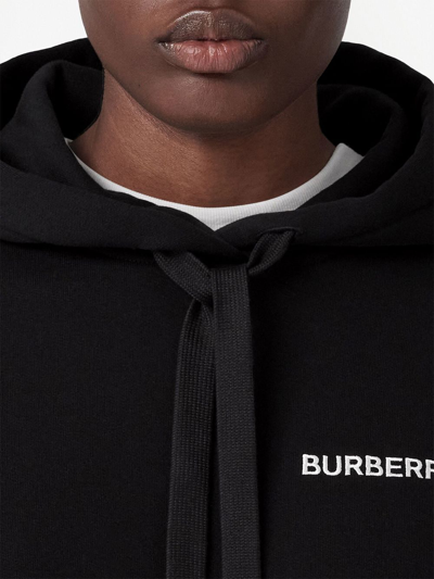 Shop Burberry Tb Monogram Logo-embroidered Hoodie In Black