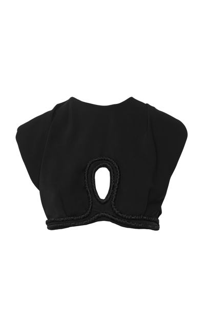 Shop Johanna Ortiz Women's Laidback Embroidered Crepe Crop Top In Black