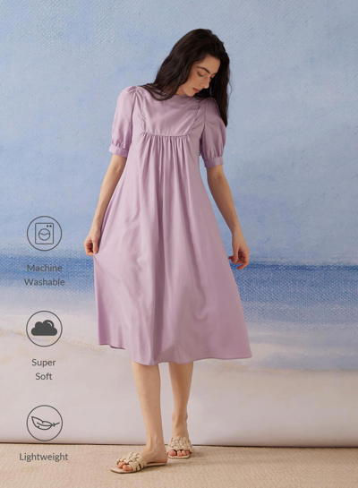 Shop Nap Loungewear Cinch-detail Midi Dress In Twilight