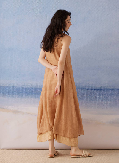 Shop Nap Loungewear Double-layered Sleeveless Dress In Brandy