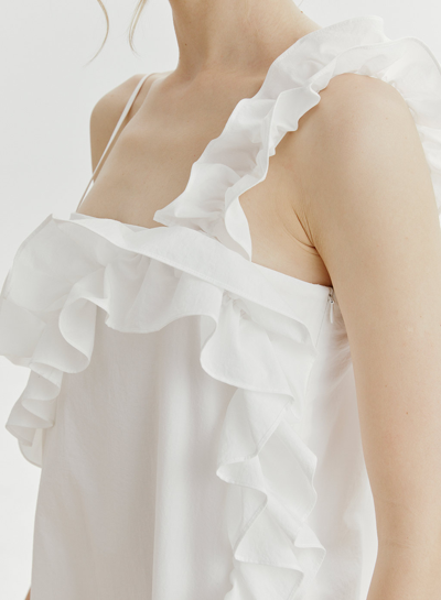 Shop Nap Loungewear Ruffle Detail Midi Dress In Ecru White