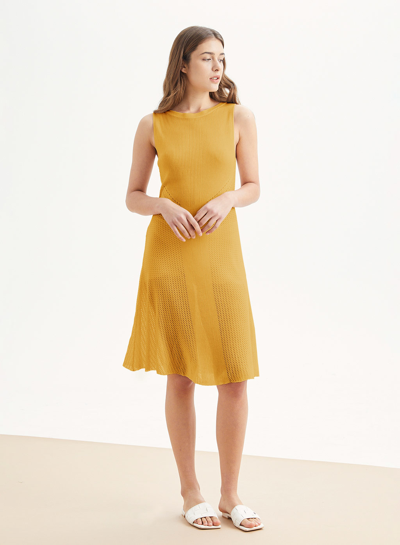 Shop Nap Loungewear Semi-sheer Silk Dress In Yellow Gold