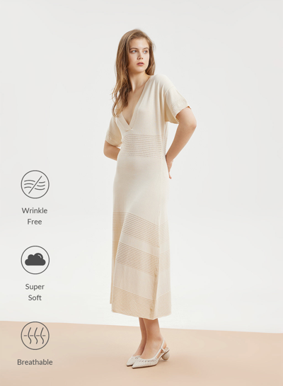 Shop Nap Loungewear V-neck Knit Dress In White