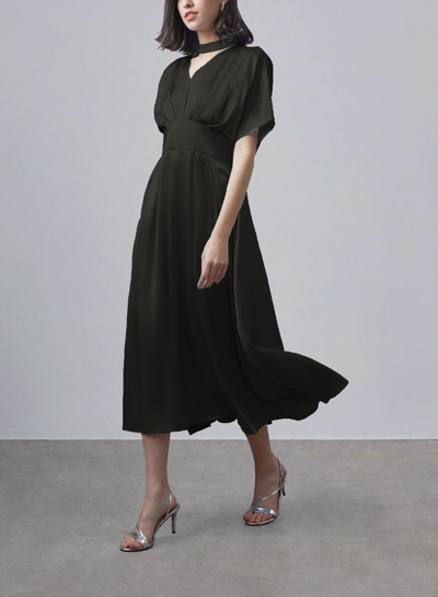 Shop Nap Loungewear Short Sleeve Silk Dress In Black