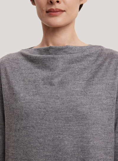 Shop Nap Loungewear Split-side 100% Wool Maxi Dress In Middle Grey