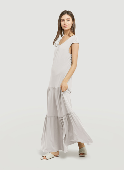 Shop Nap Loungewear Ruffled Sleeveless Dress In Moon White