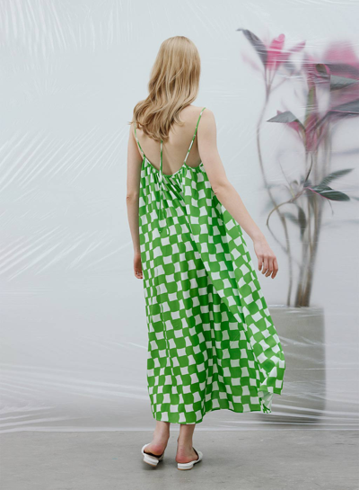Shop Nap Loungewear Checkboard Spaghetti Strap Dress In Lemon Checkboard