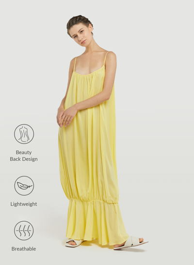 Shop Nap Loungewear Backless Strap Lantern Dress In Bright Yellow