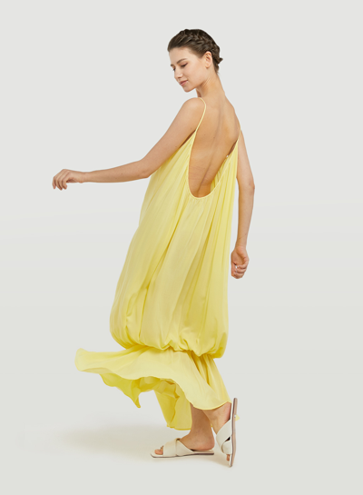 Shop Nap Loungewear Backless Strap Lantern Dress In Bright Yellow