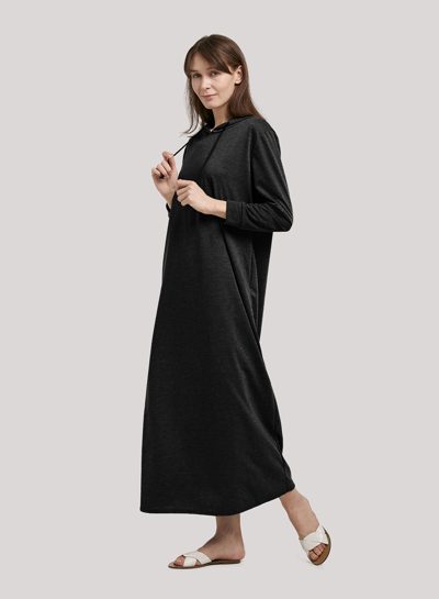 Shop Nap Loungewear Relaxed Maxi Hoodie Dress In Black