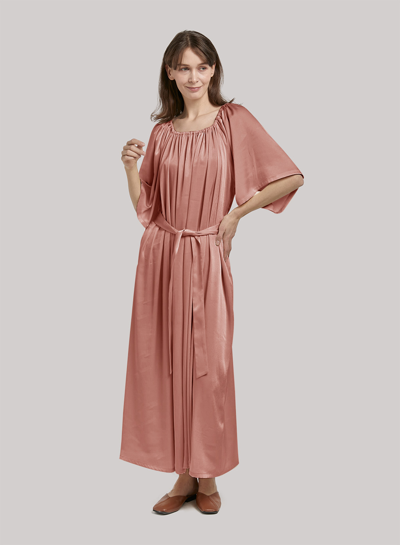 Shop Nap Loungewear Gathering Maxi Dress In Dusty Pink