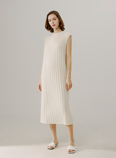 Shop Nap Loungewear Sleeveless Mohair Knit Dress In Ecru White