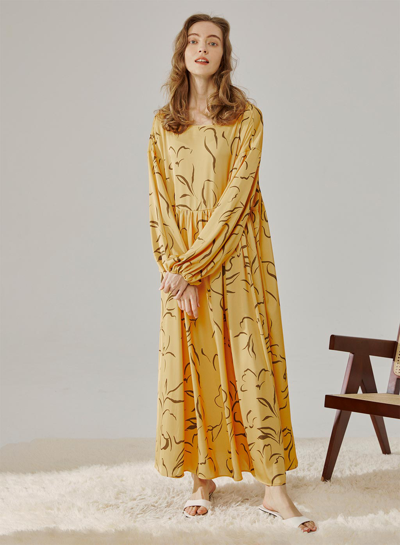 Shop Nap Loungewear Art Print Maxi Dress In Yellow Track