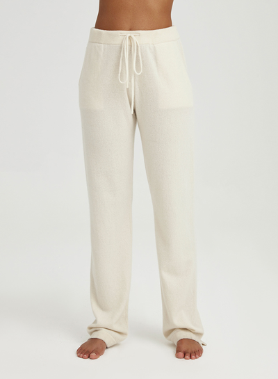 Nap Loungewear Straight Cashmere Blend Pants In Ecru White | ModeSens