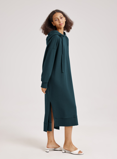 Shop Nap Loungewear Pullover Hoodie Dress In Dark Green