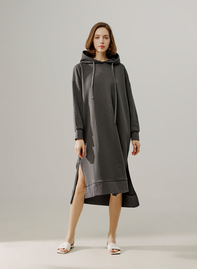 Shop Nap Loungewear Pullover Hoodie Dress In Dark Green